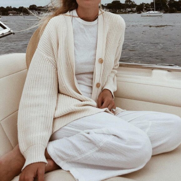 JENNI KAYNE Cotton Cocoon Cardigan Ivory XS - Picture 2 of 14